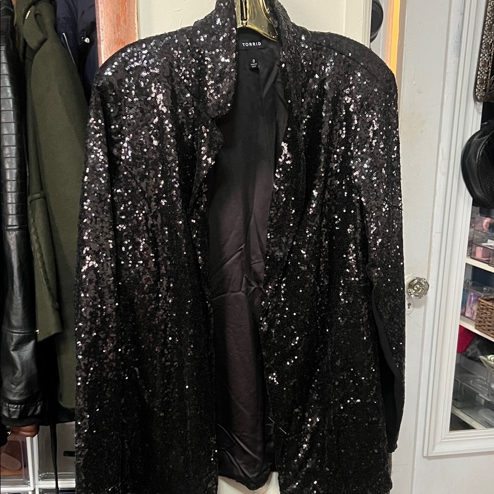 Torrid Sparkling Black Sequin Blazer